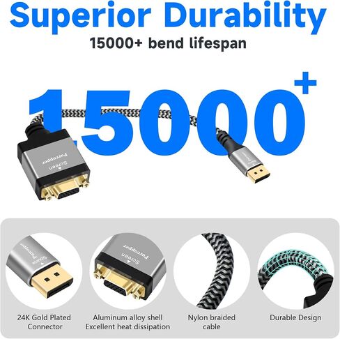 محول DisplayPort إلى VGA، DP ذكر (المصدر) إلى VGA أنثى (شاشة) قابس مطلي بالذهب وموصل محول غلاف من الألومنيوم يدعم 1080p@60 هرتز متوافق مع الشاشة والكمبيوتر الشخصي والكمبيوتر المحمول وسطح المكتب وجهاز العرض in Saudi Arabia