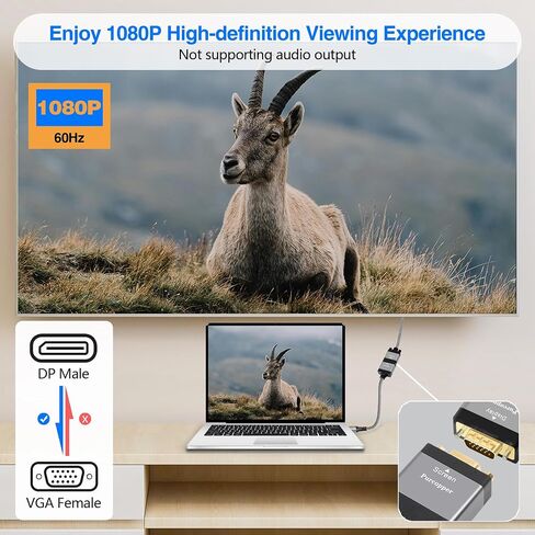 محول DisplayPort إلى VGA، DP ذكر (المصدر) إلى VGA أنثى (شاشة) قابس مطلي بالذهب وموصل محول غلاف من الألومنيوم يدعم 1080p@60 هرتز متوافق مع الشاشة والكمبيوتر الشخصي والكمبيوتر المحمول وسطح المكتب وجهاز العرض in Saudi Arabia