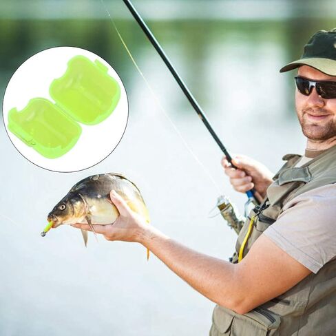 50 Pcs Plastic Fishing Hook Box Tackle Box Clamshell Fluorescent Yellow Squid Lure Hook Box Cover Case Fishing Accessory(Medium) in Saudi Arabia