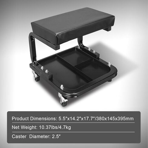 Torin ATRP6240B جراج/متجر زاحف بلاستيكي مصبوب بالنفخ: عربة ميكانيكية 40 بوصة مع مسند رأس مبطن، وصواني أدوات مزدوجة و6 عجلات، أسود in Kuwait