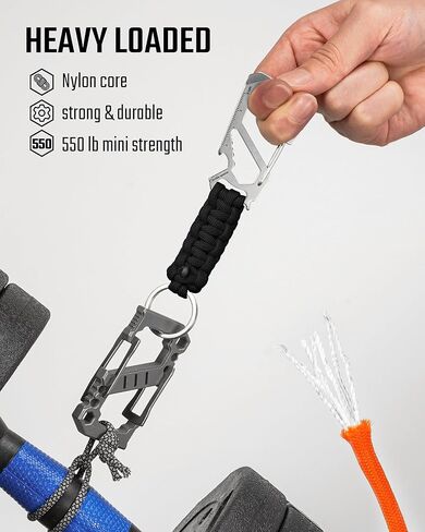 KeyUnity KC00 Paracord keychain carabiner مقطع ، 550 Parachute Lanyard Multitool للهجرة الخارجية ، الظهر ، الرجال والنساء in Saudi Arabia