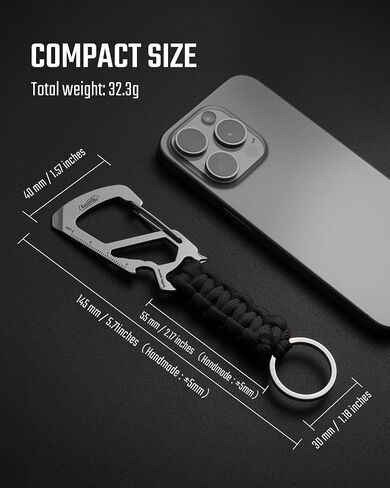 KeyUnity KC00 Paracord keychain carabiner مقطع ، 550 Parachute Lanyard Multitool للهجرة الخارجية ، الظهر ، الرجال والنساء in Saudi Arabia