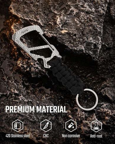 KeyUnity KC00 Paracord keychain carabiner مقطع ، 550 Parachute Lanyard Multitool للهجرة الخارجية ، الظهر ، الرجال والنساء in Saudi Arabia