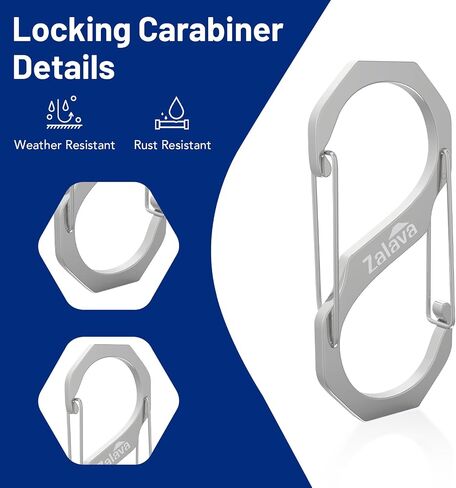 3PC Stainless Steel Durable Locking Carabiner Keychain Clip with Hook in Saudi Arabia