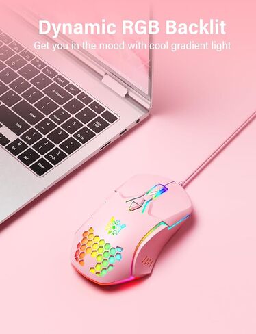الماوس السلكي USB ، فأر الكمبيوتر مع إضاءة RGB ، 4 DPI قابل للتعديل ، الماوس المكتب البصري المريح ، 7 أزرار الفئران من النافذة/الكمبيوتر/الكمبيوتر المحمول/سطح المكتب/MAC/Chromebook ، أبيض in Kuwait