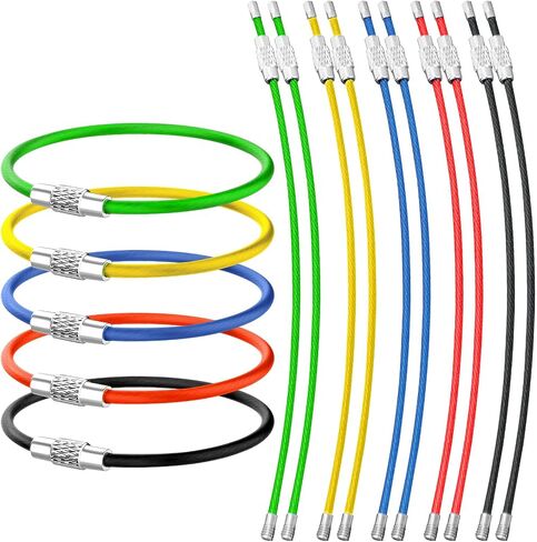 50 Pcs Wire Keychain Cable,Stainless Steel Wire Rope Ring Keychain 1.5mm Large Key Rings 6 Inch Key Chain for Hanging Luggage Tags,Key Tags,Keyrings,Travel and Tag Keepers(Colorful) in Saudi Arabia