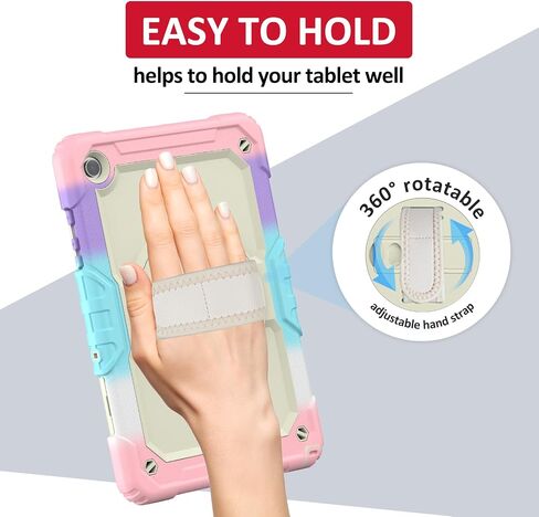 Ambison Case for Samsung Galaxy Tab A9+ 11'' 2023, [Kids Proof] Full Body Protective Case with 9H Tempered Glass Screen Protector, 360° Rotatable Kickstand & Hand Strap (Light Pink) in Saudi Arabia