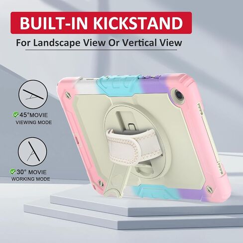 Ambison Case for Samsung Galaxy Tab A9+ 11'' 2023, [Kids Proof] Full Body Protective Case with 9H Tempered Glass Screen Protector, 360° Rotatable Kickstand & Hand Strap (Light Pink) in Saudi Arabia