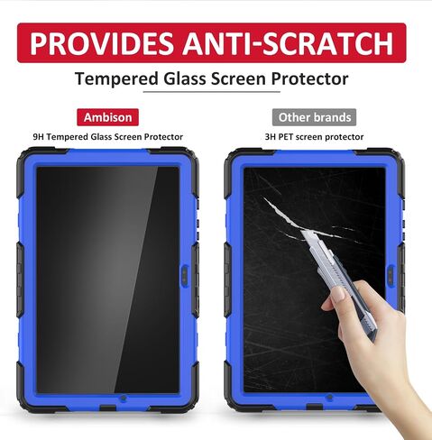 Ambison Case for Samsung Galaxy Tab A9+ 11'' 2023, [Kids Proof] Full Body Protective Case with 9H Tempered Glass Screen Protector, 360° Rotatable Kickstand & Hand Strap (Light Pink) in Saudi Arabia