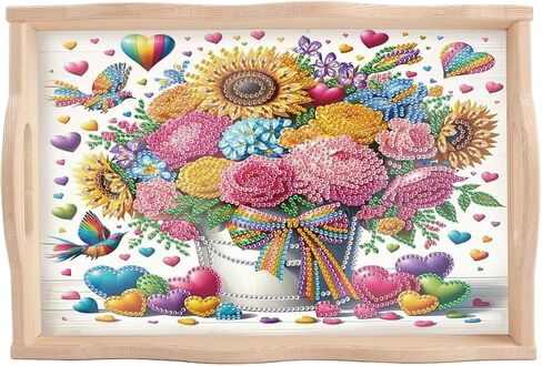 Jishshay Diamond Art Serving Tray Diamond Painting Serving Trays Wooden Ranesh with Diamond Art Diamond Painting Kits Wooden Serving Rumans Miamond Art Rants مع مقبض 7.87 × 11.8in الشتاء in Kuwait