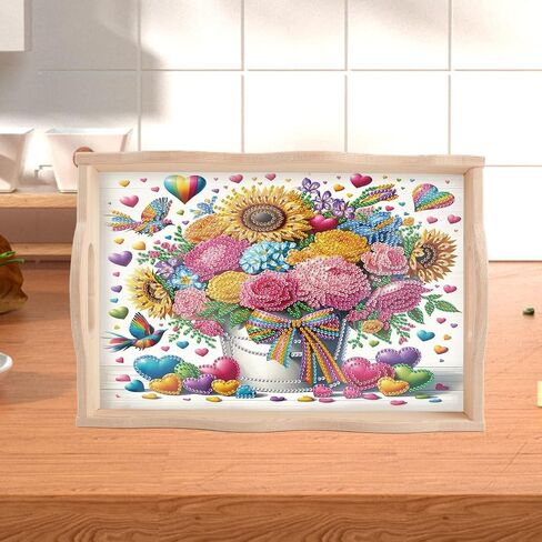 Jishshay Diamond Art Serving Tray Diamond Painting Serving Trays Wooden Ranesh with Diamond Art Diamond Painting Kits Wooden Serving Rumans Miamond Art Rants مع مقبض 7.87 × 11.8in الشتاء in Kuwait
