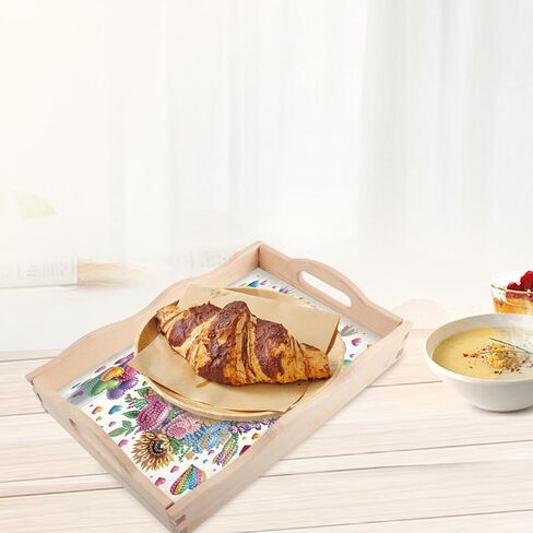 Jishshay Diamond Art Serving Tray Diamond Painting Serving Trays Wooden Ranesh with Diamond Art Diamond Painting Kits Wooden Serving Rumans Miamond Art Rants مع مقبض 7.87 × 11.8in الشتاء in Kuwait
