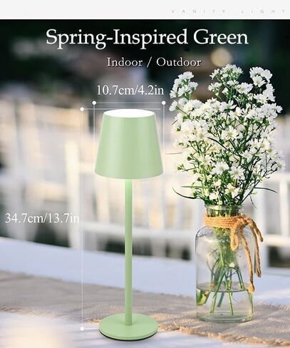 2Pack Cordless Table Lamp, 5200mAh IP54 Waterproof Rechargeable Battery Desk Lamp, 3 Color Stepless Dimming Up, Battery Operated Lamp for Kitchen/Bedside/Outdoor/Restaurant (Grass Green) in Kuwait