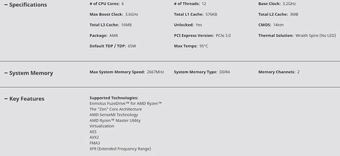 AMD Ryzen 5 1600 Processor with Wraith Spire Cooler (YD1600BBAEBOX) in Saudi Arabia