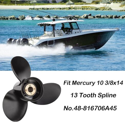 VQPROPs Your Props Marine 10 3/8 x 14 (13 Spline Tooth),RH,Ref No.48-816702A45,OEM Upgrade Aluminum Outboard Propeller fit Mercury Engines 25-70HP in Kuwait