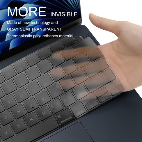 Keyboard Cover Skin for MacBook Air 13" 15 inch M4 Chip A3240 A3241 Released in 2025 Touch ID TPU Protector Accessories US/ANSI Layout (Matte TPU) in Saudi Arabia