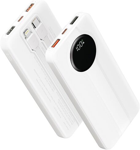 Aioneus Power Bank, 10000mAh Portable Charger with Built in Cables Fast Charging 22.5W USB-C in/Out Slim Travel PowerBank Battery Pack for iPhone 16 15 14 13 12 Samsung Galaxy S24 A15 Android Phone in Saudi Arabia