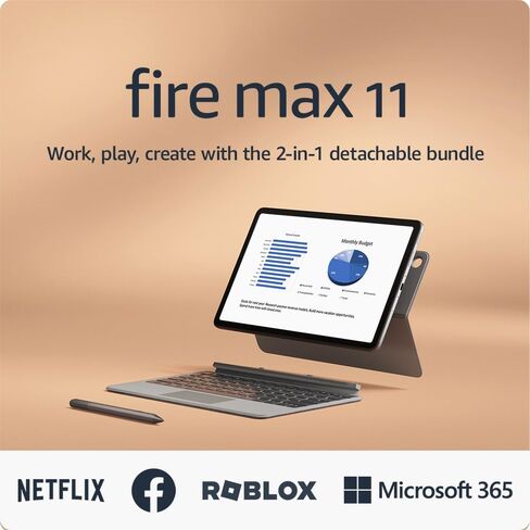حزمة إنتاجية Amazon Fire Max 11 مع حالة لوحة المفاتيح ، قلم القلم ، معالج ثماني النواة ، ذاكرة الوصول العشوائي 4 جيجابايت لفعل المزيد طوال يومك ، 64 جيجابايت ، رمادي ، بدون إعلانات شاشة القفل in Saudi Arabia