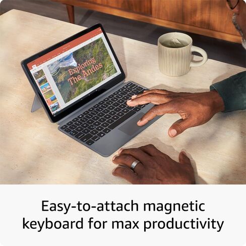 حزمة إنتاجية Amazon Fire Max 11 مع حالة لوحة المفاتيح ، قلم القلم ، معالج ثماني النواة ، ذاكرة الوصول العشوائي 4 جيجابايت لفعل المزيد طوال يومك ، 64 جيجابايت ، رمادي ، بدون إعلانات شاشة القفل in Saudi Arabia