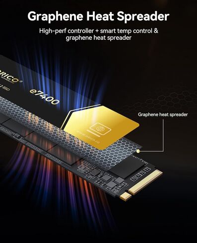 ORICO e5000 2TB M.2 NVMe SSD, PCIe Gen4x4 with 5200MB/s Read 4500MB/s Write, 3D QLC NAND Internal Solid State Drive SLC Dynamic Cache, Compatible with PS5 Desktop PC and Laptops in Kuwait