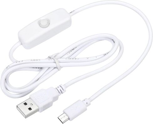 كبل Meccanixity USB مع تبديل/إيقاف 501 ، ذكر USB إلى كابل الطاقة الذكري Micro USB 100 سم للمعدات الرقمية LED Desk Lead Strip White in Saudi Arabia