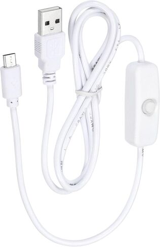 كبل Meccanixity USB مع تبديل/إيقاف 501 ، ذكر USB إلى كابل الطاقة الذكري Micro USB 100 سم للمعدات الرقمية LED Desk Lead Strip White in Saudi Arabia