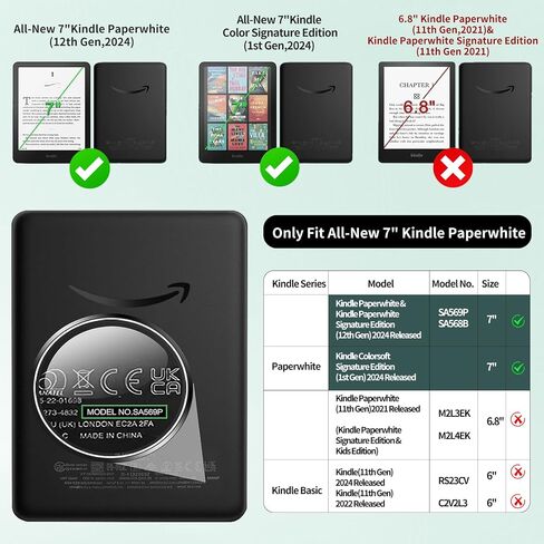 BASEMALL Case for All-New 7" Kindle Paperwhite (12th Generation-2024) and Kindle Colorsoft Signature Edition 2024, Lightweight Shell Cover with Auto Wake/Sleep for Kindle Paperwhite 2024 (Green) in Saudi Arabia