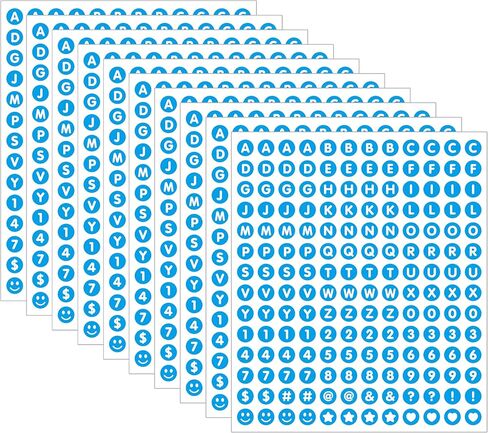 1680 Pieces 0.5 Inch Circle-Backed Letter Stickers, 10 Sheets Alphabet and Number Stickers with Cute Designs, Vinyl Stickers for DIY Cards, Item Labeling, Bullet Journaling, Scrapbooking - Black in Kuwait