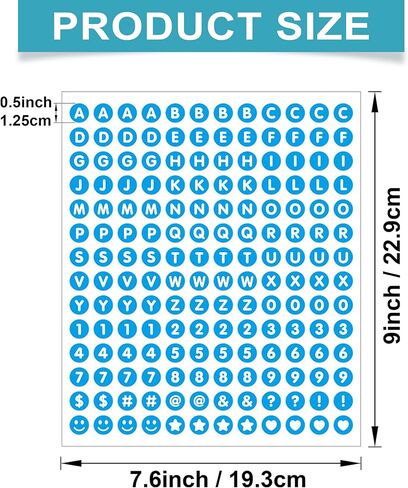 1680 Pieces 0.5 Inch Circle-Backed Letter Stickers, 10 Sheets Alphabet and Number Stickers with Cute Designs, Vinyl Stickers for DIY Cards, Item Labeling, Bullet Journaling, Scrapbooking - Black in Kuwait