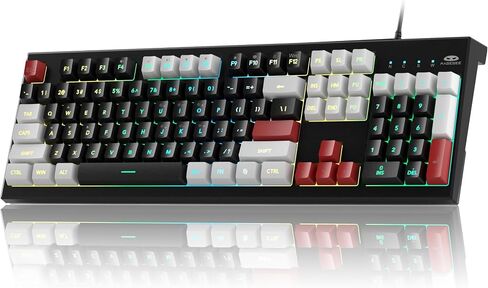 لوحة مفاتيح ماجيجي كريمي ومشط الماوس ، لوحة المفاتيح الكلاسيكية K2 Wired RGB Backlit لوحة مفاتيح 104 لوحة مفاتيح مريحة للماء ، لوحة مفاتيح الكمبيوتر الشخصي للكمبيوتر/Loptop/Mac - Knight Red in Kuwait