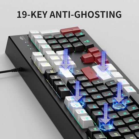 لوحة مفاتيح ماجيجي كريمي ومشط الماوس ، لوحة المفاتيح الكلاسيكية K2 Wired RGB Backlit لوحة مفاتيح 104 لوحة مفاتيح مريحة للماء ، لوحة مفاتيح الكمبيوتر الشخصي للكمبيوتر/Loptop/Mac - Knight Red in Kuwait