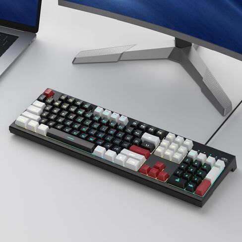 لوحة مفاتيح ماجيجي كريمي ومشط الماوس ، لوحة المفاتيح الكلاسيكية K2 Wired RGB Backlit لوحة مفاتيح 104 لوحة مفاتيح مريحة للماء ، لوحة مفاتيح الكمبيوتر الشخصي للكمبيوتر/Loptop/Mac - Knight Red in Kuwait