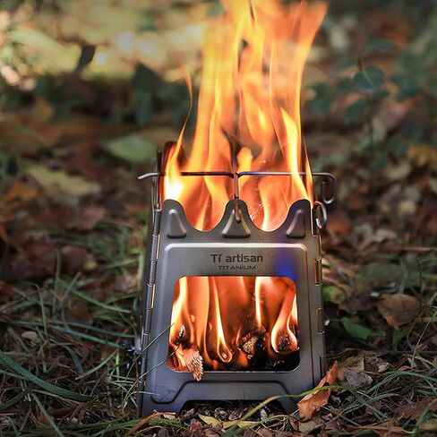 Titanium Wood Burning Stove Foldable Camping Backpacking Stove Portable Wood Alcohol Stove for Outdoor Camping Picnic BBQ in Kuwait