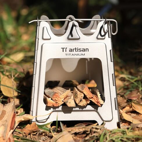 Titanium Wood Burning Stove Foldable Camping Backpacking Stove Portable Wood Alcohol Stove for Outdoor Camping Picnic BBQ in Kuwait