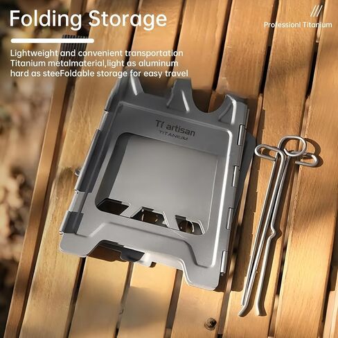 Titanium Wood Burning Stove Foldable Camping Backpacking Stove Portable Wood Alcohol Stove for Outdoor Camping Picnic BBQ in Kuwait
