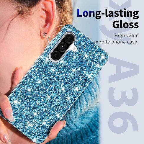 Galaxy A36 Glitter Case for Samsung Galaxy A36 5G Case for Women Girls ، غطاء حماية رفيع جدًا من Samsung A36 5G ، 6.6 "Crystal Bling (Blue) in Kuwait