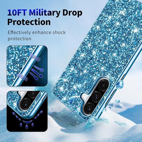Galaxy A36 Glitter Case for Samsung Galaxy A36 5G Case for Women Girls ، غطاء حماية رفيع جدًا من Samsung A36 5G ، 6.6 "Crystal Bling (Blue) in Kuwait