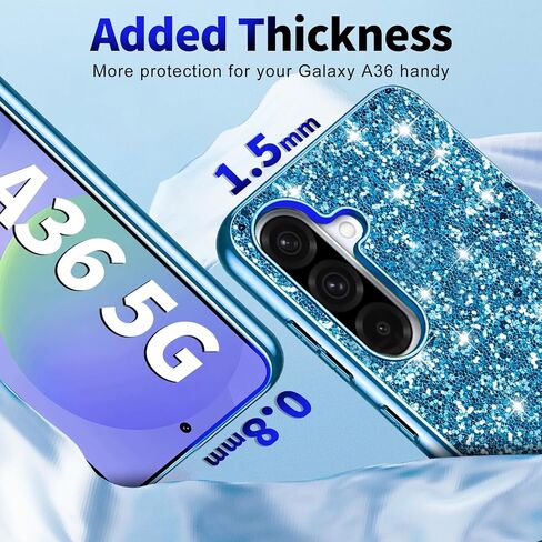 Galaxy A36 Glitter Case for Samsung Galaxy A36 5G Case for Women Girls ، غطاء حماية رفيع جدًا من Samsung A36 5G ، 6.6 "Crystal Bling (Blue) in Kuwait