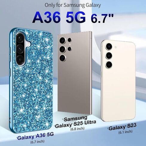 Galaxy A36 Glitter Case for Samsung Galaxy A36 5G Case for Women Girls ، غطاء حماية رفيع جدًا من Samsung A36 5G ، 6.6 "Crystal Bling (Blue) in Kuwait