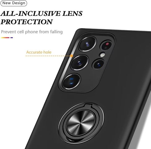 Kickstand Case for Samsung Galaxy S23 Ultra,Military Shockproof Bumper Tough Armour Protective Phone Cover with 360° Rotate Magnetic Ring Stand,1*Screen Protector,Black in Saudi Arabia