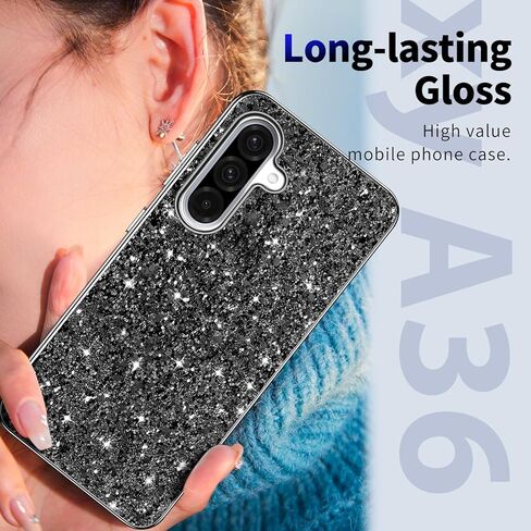 Galaxy A36 Glitter Case for Samsung Galaxy A36 5G Phone Case for Women Girls, Slim Ultra Thin Matte Back Shockproof Protective Cover for Samsung A36 5G, 6.6" Crystal Bling Case (Blue) in Kuwait
