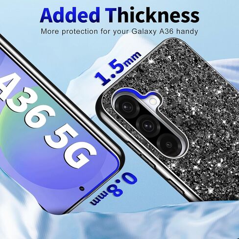 Galaxy A36 Glitter Case for Samsung Galaxy A36 5G Phone Case for Women Girls, Slim Ultra Thin Matte Back Shockproof Protective Cover for Samsung A36 5G, 6.6" Crystal Bling Case (Blue) in Kuwait