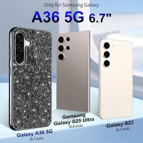 Galaxy A36 Glitter Case for Samsung Galaxy A36 5G Phone Case for Women Girls, Slim Ultra Thin Matte Back Shockproof Protective Cover for Samsung A36 5G, 6.6" Crystal Bling Case (Blue) in Kuwait