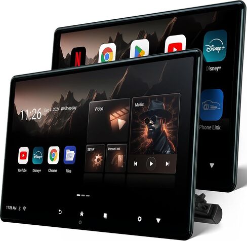 15.6 inch 4K Android.13 Car TV Headrest Monitor for Cars Back seat Rear Entertainment System, Support Phone Wireless Mirror Link Touch Screen,with WiFi/Bluetooth/HDMI/USB/Video Player (4G+64G(2*PCs)) in Saudi Arabia