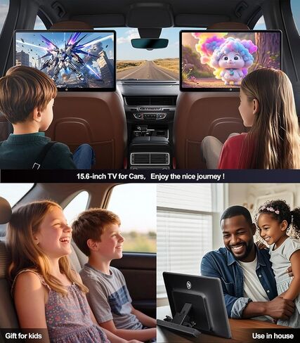 15.6 inch 4K Android.13 Car TV Headrest Monitor for Cars Back seat Rear Entertainment System, Support Phone Wireless Mirror Link Touch Screen,with WiFi/Bluetooth/HDMI/USB/Video Player (4G+64G(2*PCs)) in Saudi Arabia