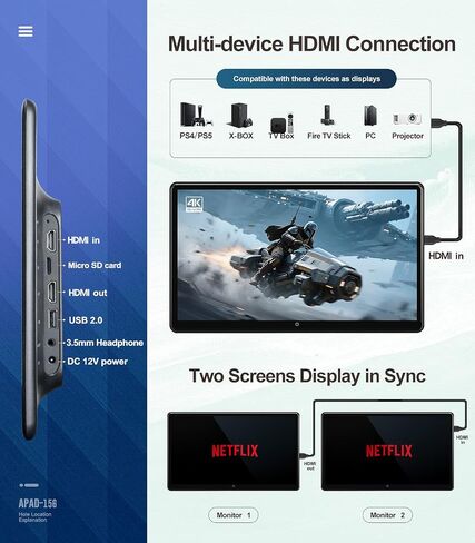 15.6 inch 4K Android.13 Car TV Headrest Monitor for Cars Back seat Rear Entertainment System, Support Phone Wireless Mirror Link Touch Screen,with WiFi/Bluetooth/HDMI/USB/Video Player (4G+64G(2*PCs)) in Saudi Arabia