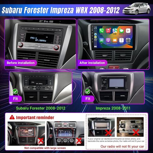 Leadfan Car Stereo for 2008-2012 Subaru Forester Impreza WRX Radio with Wireless CarPlay Android Auto, 9“ Touch Screen for Subaru Display Head Unit GPS Navi/WiFi/Bluetooth/Mirrorlink/SWC/Camera in Saudi Arabia