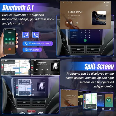 Leadfan Car Stereo for 2008-2012 Subaru Forester Impreza WRX Radio with Wireless CarPlay Android Auto, 9“ Touch Screen for Subaru Display Head Unit GPS Navi/WiFi/Bluetooth/Mirrorlink/SWC/Camera in Saudi Arabia