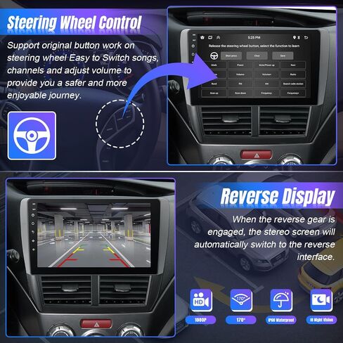 Leadfan Car Stereo for 2008-2012 Subaru Forester Impreza WRX Radio with Wireless CarPlay Android Auto, 9“ Touch Screen for Subaru Display Head Unit GPS Navi/WiFi/Bluetooth/Mirrorlink/SWC/Camera in Saudi Arabia