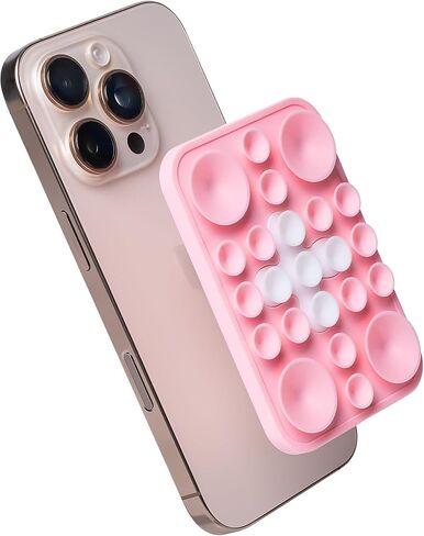 The Clingy Thingy | Magnetic Suction Phone Mount for Creating, FaceTime, Workouts | Phone Suction Grip | Compatible with MagSafe iPhones 16/15/14/13/12 (Pink/White) in Saudi Arabia